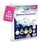 CleanRest Pro Max Mattress Protector Encasement, Luxurious Fabric, Ultimate Sleep Surface Protection with Patented MicronOne Technology, Zip-N-Click Tech, EZ-Fit, Waterproof (Queen)