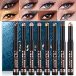 Erinde 8 Pcs Eyeshadow Stick, Cream Eyeshadow Set, Eye Shadow Crayon Waterproof, Subtle Glitter Eyeshadow, Metallic Eye Brightener Makeup, Intense Colour, Matte Shimmer Finish, Long Lasting, Creamy