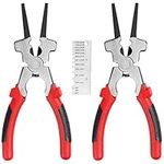 KEILEOHO 2 PCS 8 Inch Multi Function Mig Welding Pliers & Metal Sheet Thickness Gauge Set, Stainless Steel Welding Pliers for Metal Fabricators, Anti-Slip Handle Wire Cutting Drawing Out Welding