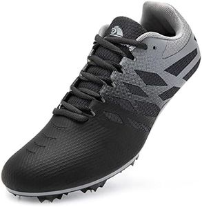 New Track and Field Shoes for Men Women Kids Boys Girls 8 Spikes 100-400 Meter Running Racing Shoes Professional Sprint Sport Sneakers Track Spikes Distance Running Shoes (7.5,Black)