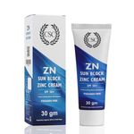 CSC ZN Sunblock Zinc Oxide Cream - SPF 50+ Broad Spectrum Sports Sunscreen (cricket, football, swimming, jogging, cycling, biking), Sweat & Water Resistant, Paraben Sulphate Free, 30g