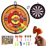 Tassino Dart Game Sets, Dart Board Toys for Kids，Target Game Kits, Folder able Large Double Sided Fabric Dart Board, Indoor/Sport Outdoor Fun Party Play Game Toys (Wood Grain)