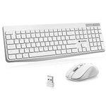 KOORUI Wireless Keyboard and Mouse Combos, 2.4G USB Silent Keystrokes Full Size Keyboard 3DPI Mouse for Windows MacOS Linux, 12 Multimedia and Shortcut Keys for Desktop Computer/Laptop/PC(white)