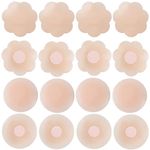 XJSGS Womens Silicone Pasties Invisible Silicone Nipple Covers Reusable Adhesive Silicone Covers (8 pairs)