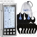 Belifu 4 Independent Channel TENS EMS Unit, 24 Modes,30 Level Intensity + 10 Pads & 5 Set Leads Wires, Rechargeable Electric Pulse Massager for Pain Relief Therapy, Arthritis, Muscle Stiffness/Sorenes