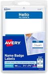 Avery Hello My Name is Name Tags, White with Blue Border, 100 Removable Name Badges (05141)