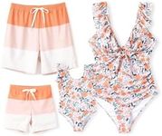 PATPAT Family Matching Swimwear Sleeves Ruffle Bathing Suits Floral One Piece Swimsuits for Girls 4-5T