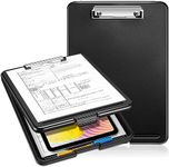 PRANIJ Versatile Foldable Plastic Clipboard with Built-in Storage and Pen Holder - Ideal for School, Office, Travel - Perfect for Students, Teachers, Doctors, Nurses, Professionals (Black)