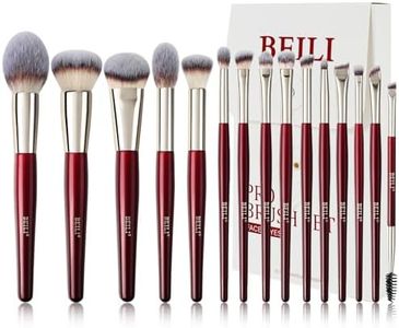 BEILI Pinceaux Maquillages 15 PCS Set Pinceaux Maquillage Brosse Maquillage Pinceau Végétaliens Fond de Teint Poudre Contour Fard Paupières Surbrillance Blush Correcteu Sourcil Liner