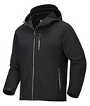 MAGCOMSEN Rain Jacket Men Winter Jacket Waterproof Softshell Jackets With Hood Fleece Lined Coats Softshell Hiking Black L