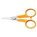 Fiskars Classic Embroidery Scissors, Straight Blades, Right- and Left-Handed, Total Length: 10 cm, Improved Handle ergonomics, Stainless Steel Blade/Plastic Handles, Orange, 1075061