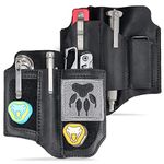 VIPERADE PL8 EDC Leather Sheath Small EDC Organiser Multitool Sheath with 6 Pockets, Multitool Holster with DIY Patch Area, Tools Holster Flashlight Sheath for Flashlights/Multitools/Pens