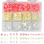 MAYCREATE® Bow Nail Charms Set, 3D Bow Nail Charms Multi Shape Nail Decoration Flatback Pearl Beads Flower Charms Nail Accessories for Nail Art, Craft and Decoration