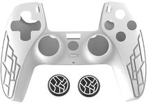 TMG Anti-Slip Controller Silicone Skin for Ps5, Ergonomic Rubber Protective Case with 2 PC matching Thumb Grips (White)