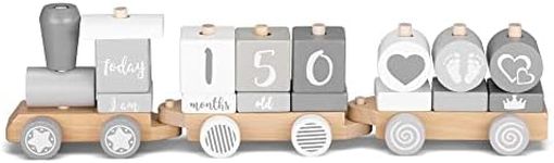 Navaris Wooden Toy Stacking Train -