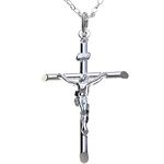 Alexander Castle Large 925 Sterling Silver Cross Necklace for Women & Men - Silver Crucifix Necklace Pendant with 20" Sterling Silver Chain & Jewellery Gift Box - 42mm x 30mm