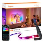 Lepro STV1 AI Smart TV Backlight with Ultrawide Camera for 55-65 Inch TVs, LightIMS Instant Sync, True-to-Screen Colour, LED Lights for TV Gaming Home Cinema, Works with Alexa, 2.4GHz WiFi, UK Plug