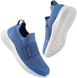 KOJOOIN Womens Walking Shoes Slip On Athletic Sneakers Lightweight Breathable Running Tennis Shoes Casual Gym Yoga Sock Shoes Blue