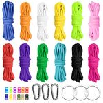 550 Paracord Kit, 12 Colors 10 Feet Paracord Cord 550 Paracord Rope with Buckles, Carabiner and Key Rings, Paracord Straps Paracord Bracelet Rope Crafting Making Kit for Lanyards Keychain Dog Colla