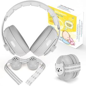 Empireway GS010 2-in-1 Baby Ear Muffs Noise Protection - Adjustable, Lightweight, and Foldable Noise Cancelling Headphones for Infants & Toddlers (Up to 48 Months,Grey)