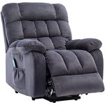 BTM Electric Power Lift Recliner Chair, Upgraded Massage Armchair with Heat for the Elderly, Overstuffed Breathable Fabric Reclining Chair Living Room Chair (Dark Grey)