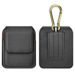 HITFIT Leather Belt Clip Case with Mobile Pocket Cover for Samsung Galaxy Z Flip 5G / Samsung Galaxy Z Flip - Black