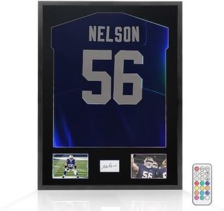 SNAIL 32/''x24/'' Jersey Frame Display Case Wooden Wall Mounted Shadow Box for Baseball Basketball Football Soccer Hockey Sport Shirt , Black Finish, Matt Black(with Lights) (SN-NDF-BK-LIGHT)