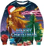 Lovekider Mens Ugly Sweater Shirt for Christmas 3D Digital Dinosaur Xmas Sweatshirt Suit Unisex Ugly X-mas Hoodless Jumper Clothings X-Large