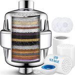 20 Stage Shower Filter for Hard Water with 3 Cartridges, Water Softener Shower Head Filter Balance in Filtration and Rejuvenation, VF002 High Output Shower Water Filter for Removing Chlorine