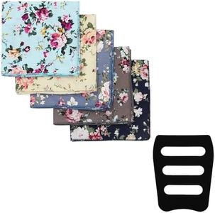 Mantieqingway Cotton Floral Handkerchiefs for Men 5 PCS Pocket Squares with 1 Holder, for Wedding Party Tuxedo Suit Jacket (STYLE 4)