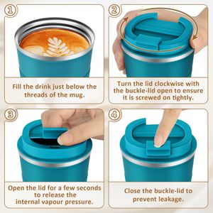 KETIEE Insulated Coffee Mug, 380ml – Blue