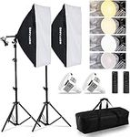 BEIYANG Softbox Lighting Kit, 2x20"x28"/50x70cm Professional Soft Boxes with 2x85W 3000-6500K Photo Bulbs, Photography Continuous Light Equipment For Video and Product Shooting