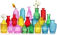 Color Bud Vases in Bulk -Glass Colorful Bud Vase Set Small Flower Vases for Centerpieces,Mini Vintage Vase for Rustic Wedding Decorations, Holiday Party Table Flower Decor (20 Colors)