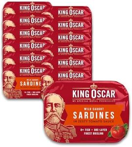 King Oscar Premium Sardines in Zesty Tomato Sauce, 3.75 Ounce Cans (Pack of 12), Wild Caught Canned Sardines