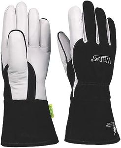 Weldas® lady size Arc Knight® premium MIG welding gloves, Fully lined with 100% fleecy cotton, Black and White, Size Small