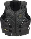 Ovation Kids' ComfortFlex Body Protector | Durable Comfortable Adjustable Safety Reflective Piping Equestrian Riding Vest, Black, Medium