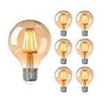 YOUDIAN E27 Screw Bulb,Led Edison Light Bulb, Non-Dimmable Retro E27 Screw Bulb,220V 4W(40W Equivalent) 400 Lumen Warm White 2700K CRI>90,G80 Led Filament Light Bulb,90% Energy Saving（6Pack