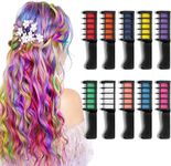 VidFair Hair Chalk Comb for Girls Kids 10 pcs Temporary Bright Washable Hair Color Chalk Dye Makeup Comb Set for Kids Girls Birthday Presents for Birthday Party Christmas Halloween Cosplay