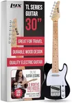 LyxPro 30” Electric Guitar TL Series, Full-Size Paulownia Wood Body, 3-Ply Pickguard, C-Shape Neck, Ashtray Bridge, Quality Gear Tuners, 3-Way Switch & Volume/Tone Controls, 2 Picks Included, Black