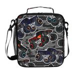 litebear Kids Lunch Box Boys Girls Insulated Lunch Cooler Bag Cool Monster Truck Black Reusable Lunch Tote Kit for School Travel