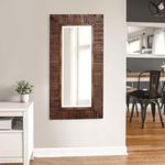 Howard Elliot Timberlane Rustic Rectangular Wall Mirror, Walnut Finished Natural Wood Frame Accent Mirror with Beveled Effect, Stylish Decorative Mirrors for Home, 24 x 48