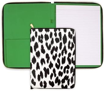 Kate Spade New York Vegan Leather Padfolio, Zipper Portfolio with 8.5" x 11" Writing Pad, Document Organizer for Business, Modern Leopard