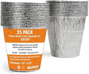 NUPICK 25 Pack BAC407 Grease Bucket Liner Compatible for Traeger Pro Series 575/780, 22/34 Series, Ironwood 650/885 Grills, Grill Accessories for Traeger, 4.9" x 4.5"