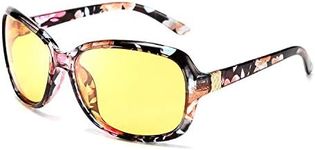 FEISEDY Classic Womens Night Glasses Driving Anti Glare Wrap Around Yellow Sunglasses B2548