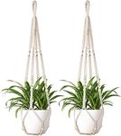 LOVE N BEYOND Aster Macrame Plant Hangers, Unique Designs,Handmade Cotton Rope Hanging Planters Flower Pots Holder Stand, for Indoor Outdoor Boho Home Décor Without Tassel (White Set of 2)