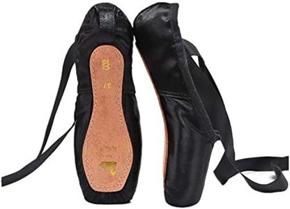 Nexete Professional Vanassa Ballet Dancing Pointe Shoes for Girl & Women (EU 39/6 US Big Kid/Women 8, Black)