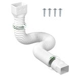 ciciglow Downspout Extender, Flexible Downspout Extension Gutter Connector Rainwater Drainage Pipe Down Spout Drain Extensions 20in to 59in (White)