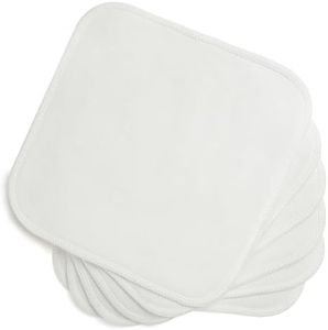 Aomig Toallitas de Bambú Algodón, Toallitas Reutilizables para Bebé, 6 Pcs 20cmx20cm Toallitas Lavables para Bebes, Toallitas de Algodón Suave Aptas Glúteos, Manos y Caras Sucias, Color Blanco