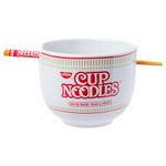 Silver Buffalo Nissin Classic Cup Noodles Logo Much More Than a Soup Ceramic Ramen Noodle Rice Bowl with Chopsticks, Microwave Safe, 20 Ounces