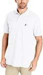 NAUTICA Men's Short Sleeve Solid Cotton Pique Polo Shirt, Bright White, Small US